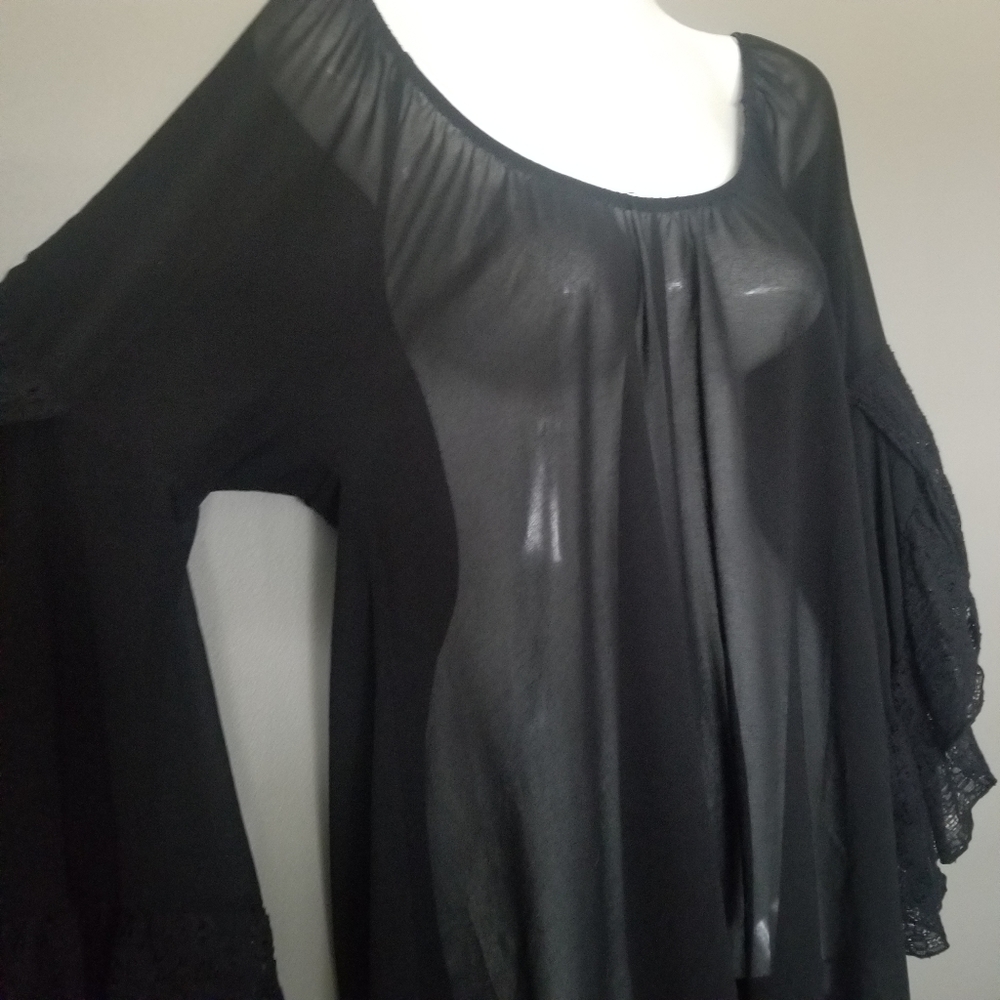 2Tee Couture Bohemian Goth Top M Black - Picture 3 of 9